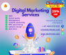 Christmas digital marketing services banner with 25% off, SEO, social media, PPC, website design.